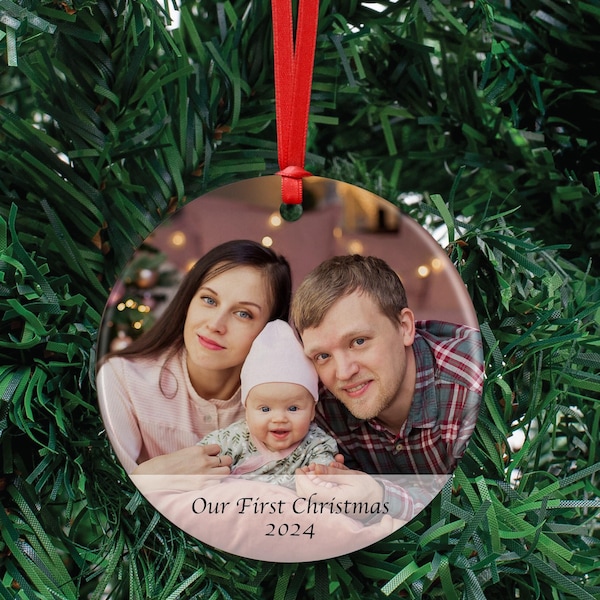 Custom Photo Ornament • Personalized Photo Christmas Ornament • Family Photo Ornament • First Christmas, Couple, Portrait Family Photo Gifts
