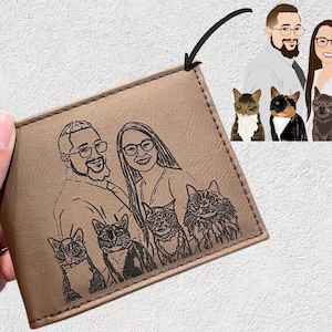 Regalos personalizados para él, regalo del Día del Padre, billetera de cuero grabada para hombre, regalo para papá, billetera con foto, billetera personalizada para hombre, regalos para hombres