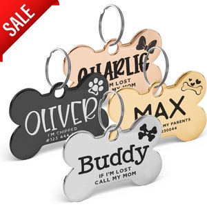 Dog Tag, Dog Tags for Dogs Personalized, Engraved Dog Tag, Personalized Dog Tag, New Puppy Gifts, Rose Gold Black Silver Dog Tag Pet Id Tag
