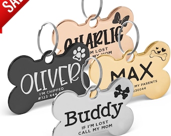 Dog Tag, Dog Tags for Dogs Personalized, Engraved Dog Tag, Personalized Dog Tag, New Puppy Gifts, Rose Gold Black Silver Dog Tag Pet Id Tag