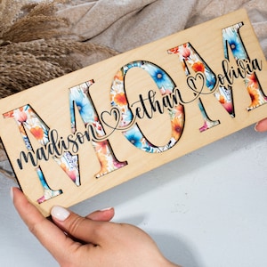 Personalized Gift for Mom, Mothers Day Gift, Mom Sign, Mom Birthday Gift, Gifts for Her, Mom Gifts from Kids, Daughter Mom Wood Sign Grandma