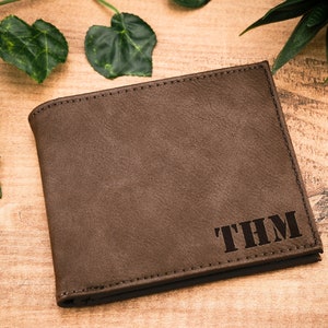 Cartera personalizada, Cartera de cuero sintético, Regalo de carteras para él, Regalo de aniversario para él, Regalo de novio, Cartera grabada, Cartera personalizada