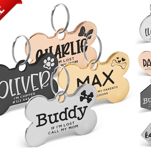 Dog Tag, Dog Tags for Dogs Personalized, Engraved Dog Tag, Personalized Dog Tag, New Puppy Gifts, Rose Gold Black Silver Dog Tag