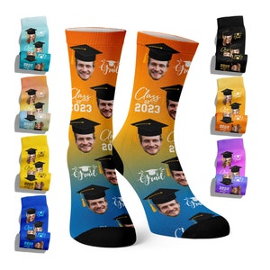 Graduation Socks, Graduation Gifts for Him, Custom Face Socks, Grad Socks, Class of 2024 Graduation Socks, Personalized Face Socks Grad Gift