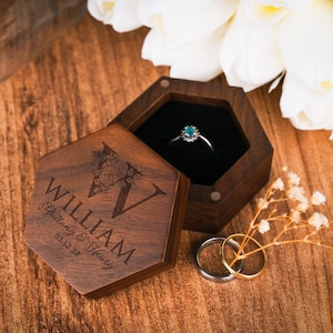 Custom Wooden Wedding Ceremony Ring Box, Personalized Engraved Engagement Proposal Ring Holder, Bridal Gift For Her, Wedding Gift for Couple
