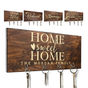 Housewarming Gift, New Home Gifts, Personalized Key Holder for Wall, Custom Key Hanger, First Home Gift, Realtor Closing Gift, Couple Gift