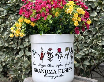 Grandma Gift, Personalized Gifts for Mom, Mom Birthday Gift, Personalized Flower Pot, Birth Flower Mom Gifts from Daughter, Grandmas Garden