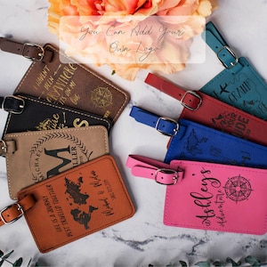 Luggage Tags Personalized, Custom Luggage Tags, Leatherette Travel Tags, Wanderlust Gift, Traveler Gift Luggage Tags Wedding Gift for Couple image 1