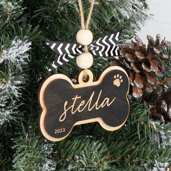 Dog Bone Ornament, Dog's First Christmas Ornament, New Dog Ornament, New Puppy Ornament, Personalized Dog's First Christmas, Dog Memorial