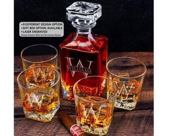 Whiskey Decanter Personalized, Dad Birthday Gift, Custom Decanter Set, Decanter Set Housewarming, Personalized Gifts for Dad