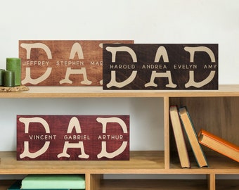 Personalized Dad Gift, Dad Sign with Kids Names, Personalized Gifts for Dad from Daughter, Gift from Kids, Dad Wood Sign, Dad Birthday Gift