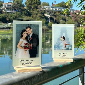 Personalized Photo Gift, Engagement Gift for Couple, Gift, Acrylic Photo Frame with Text, Custom Gift for Her, Anniversary Gifts for Him