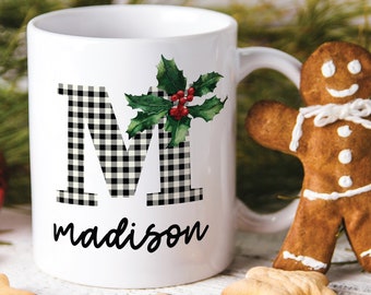 Christmas Mug Personalized • Christmas Coffee Mug • Custom Holiday Mug • Initial Mug with Name • Secret Santa Gift • Personalized Xmas Gift
