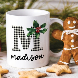 Christmas Mug Personalized • Christmas Coffee Mug • Custom Holiday Mug • Initial Mug with Name • Secret Santa Gift • Personalized Xmas Gift