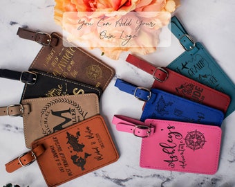 Luggage Tags Personalized, Custom Luggage Tags, Leatherette Travel Tags, Wanderlust Gift, Traveler Gift Luggage Tags Wedding Gift for Couple