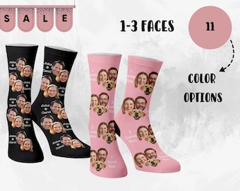 Personalized Gifts, Custom Socks w Text, Personalized Sock for Men & Women - Face Sock, Personalized Gifts for Him, Boyfriend Birthday Gift