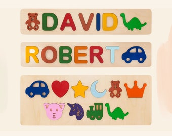 Personalized Name Puzzle • Gifts for Grandkids • Wooden Toys • Baby Shower • Custom Toddler Toys • First Birthday • 1st Baby Gift