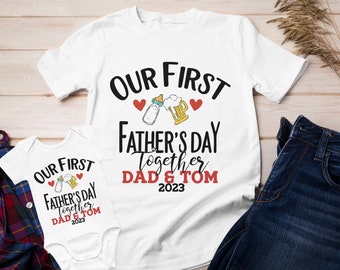 First Fathers Day Shirts, Our First Fathers Day Matching Shirts Set, Fathers Day Gifts, Dad Gifts, Cheers Dad & Baby Set, Dad, Baby Shirt