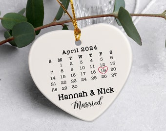 Married Ornament, Wedding Ornament, Wedding Date Ornament, Calendar Anniversary Gift Wedding Engagement Newlywed Gift Married Ornament 2024