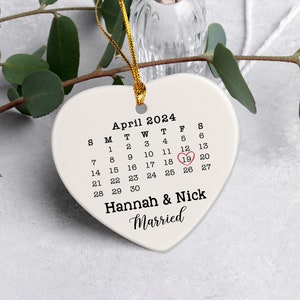 Married Ornament, Wedding Ornament, Wedding Date Ornament, Calendar Anniversary Gift Wedding Engagement Newlywed Gift Married Ornament 2024