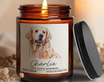 Vela conmemorativa personalizada para mascotas, regalo conmemorativo para mascotas, regalo personalizado de recuerdo para mascotas, regalo de condolencias para perros, regalo conmemorativo para perros, vela con foto de mascota