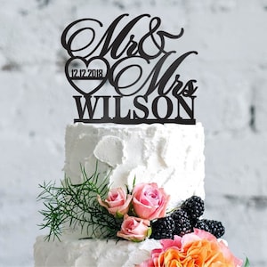 Personalized Wedding Cake Topper - Mr. and Mrs. Cake Toppers, Cake Topper for Wedding Custom Cake Decorations, Cake Topper for Bride & Groom