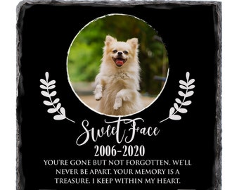 Personalized Memorial Pet Stone for Cat & Dog Headstone with Your Pets Photo Burial Cemetery Stone Outdoor Grave Marker Pet Monument