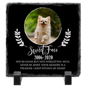 Personalized Memorial Pet Stone for Cat & Dog Headstone with Your Pets Photo Burial Cemetery Stone Outdoor Grave Marker Pet Monument
