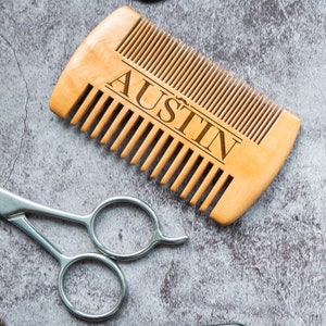Beard Comb Personalized, Dad Birthday Gift, Anniversary Gifts for Him, Custom Wood Beard Comb, Men Gifts, Pocket Beard Comb, Groomsmen Gifts image 4