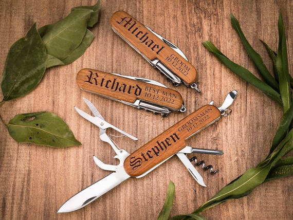 Multi Tool Pocket Knife, Custom Knife, Engraved Pocket Knife, Personalized Groomsmen Knife, Gift for the Groom, Husband, Anniversary Gift