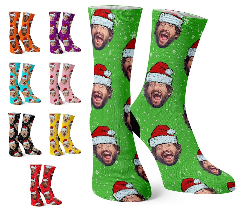 Custom Christmas Socks, Face Socks, Christmas Socks Personalized, Christmas Gag Gift, Picture Socks Customized Funny Photo Gift For Him, Her image 2