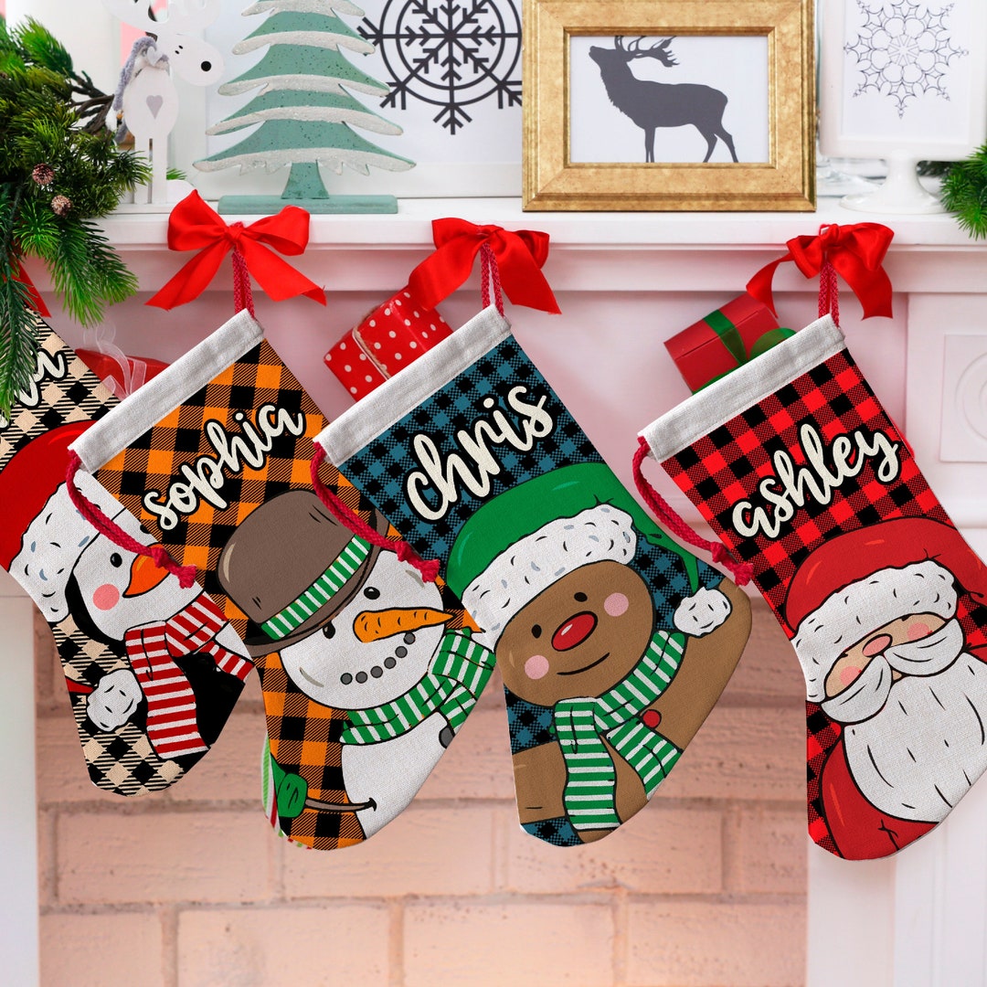 Medias De Navidad Familiares Grandes Personalizadas Paquete De 6 Medias  Rojas, Letras De Navidad Etiquetas De, image size:1080x1080