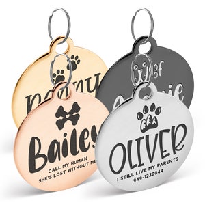 Personalized Pet Tag • Custom Dog Tag • Cat Tag • Cat Collar Tag • Cat ID Tag • Dog ID Tag • Dog Name Tag • Stainless Steel Dog Tag