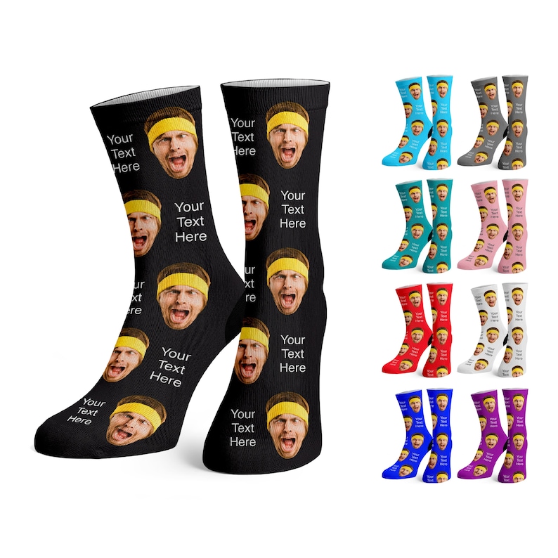 Photo Socks, Custom Socks, Custom Face Socks w Text, Men's Gifts, Groomsmen Socks, Funny Gifts for Him Personalized Socks, Gag Gift for Him image 1