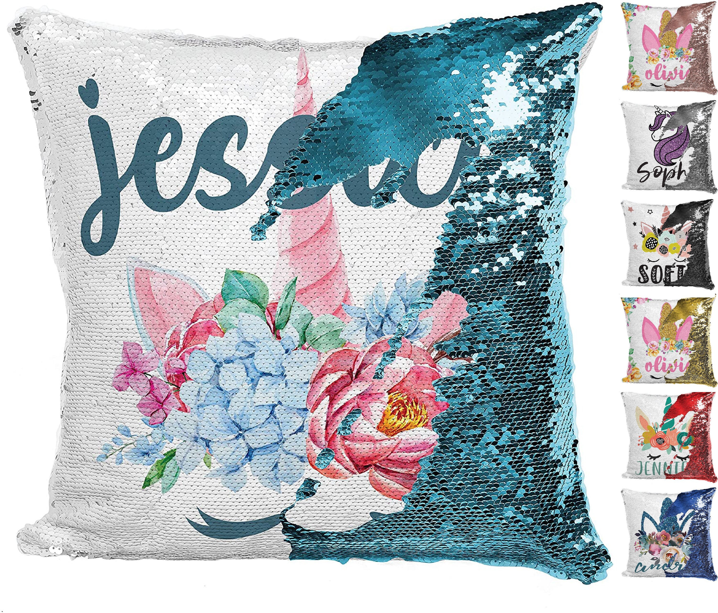 Unicorn Sequin Pillow, Custom Throw Pillowcases Custom Magic Reversib…