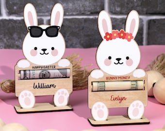 Bunny Money Holder, Personalized Easter Money Holder, Custom Name Money Holder, Easter Basket Stuffers, Kids Easter Bunny Cash Gift