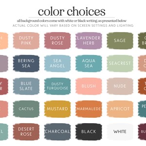 Pu&ograve; includere: Una tabella colori che mostra una variet&agrave; di campioni di vernice. Ogni campione &egrave; di un colore diverso, con nomi come "Peach Fuzz", "Dusty Pink" e "Olive Branch". Il testo in alto recita "scelte di colore".