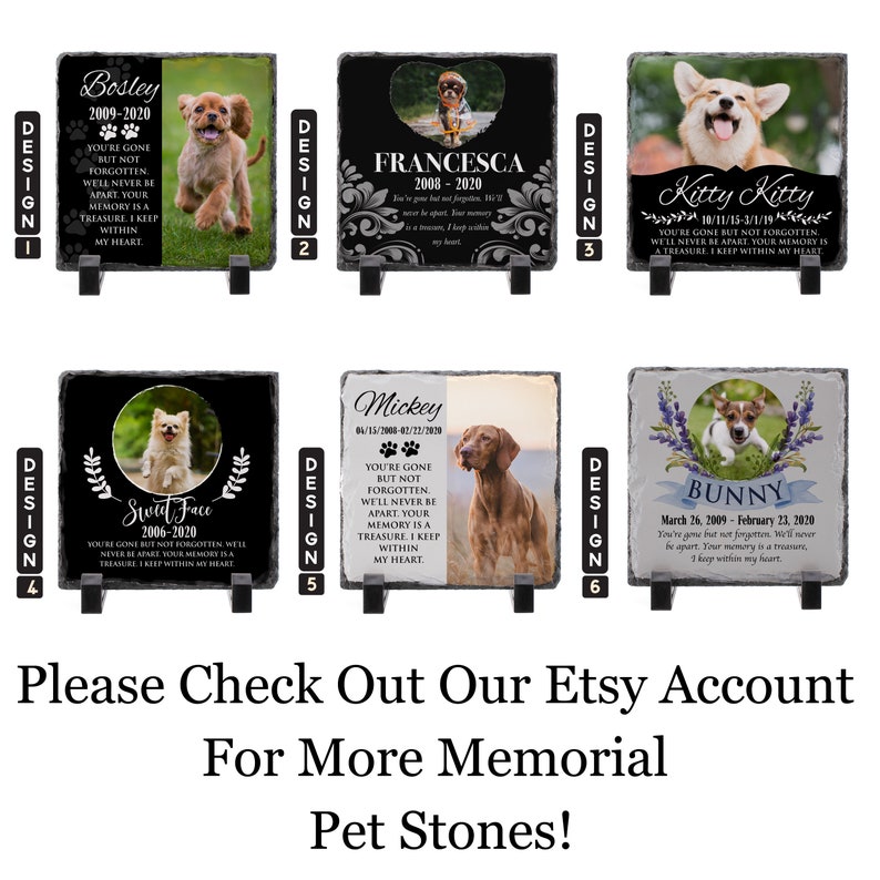 Pet Memorial Stone, Pet Grave Marker, Dog Garden Stone, Memorial Stone for Dog, Granite Dog Memorial, Cat Memorial, Memorial Stone w/ Photo Bild 2