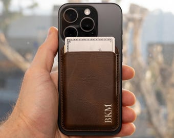 Personalized Mag Safe Wallet, Anniversary Gifts for Him, Mag Safe Card Wallet, Phone Case Wallet for Men, Monogram Wallet, Dad Birthday Gift