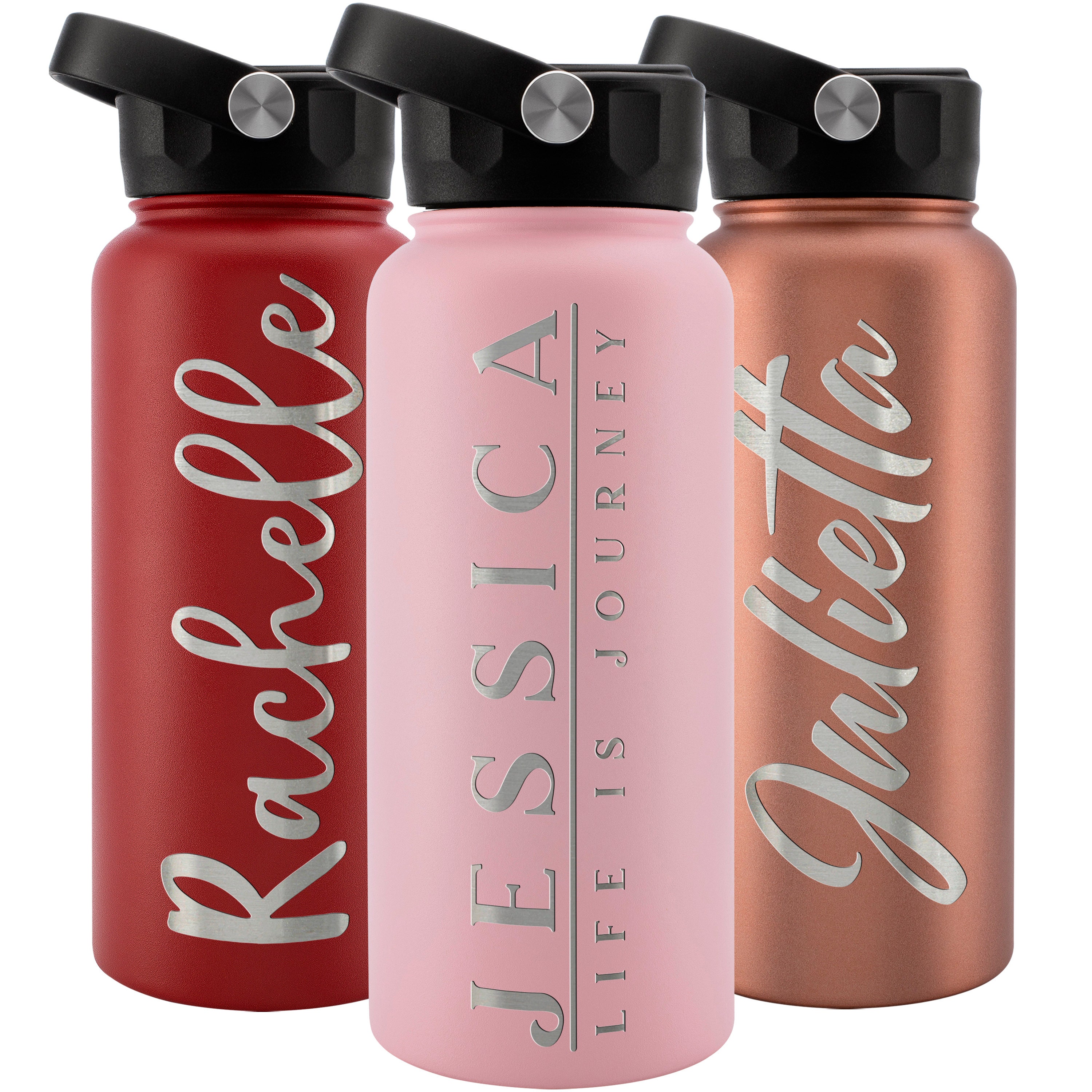 Custom Water Bottles Personalized with Straw Lid 24 oz Customized Stainless  Steel Water Bottles with…See more Custom Water Bottles Personalized with