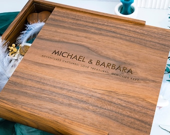 Wedding Memory Box, Wedding Keepsake Box, Wood Storage Box for Photos Cards, Anniversary Gift for Couple, Bridal Shower Gift, Memory Box