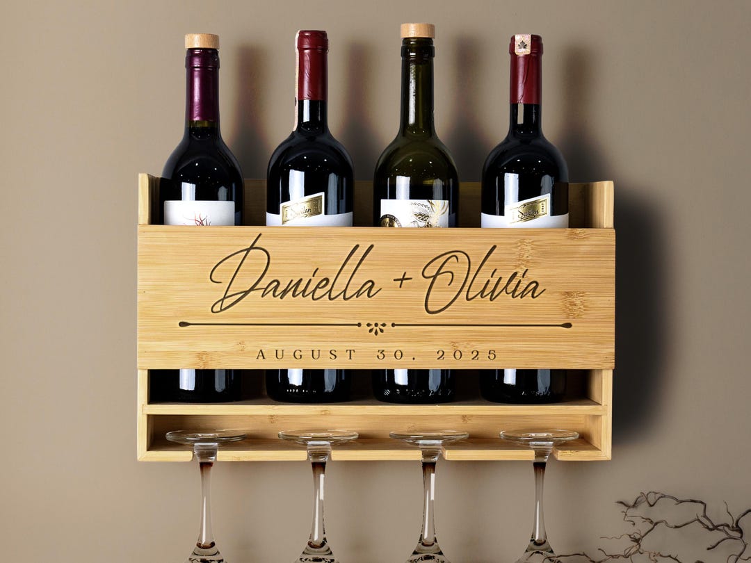Wine Rack Personalized, Engraved Wood Wine Rack, Anniversary Gift ...