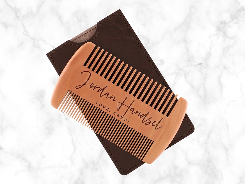 Beard Comb Personalized, Dad Birthday Gift, Anniversary Gifts for Him, Custom Wood Beard Comb, Men Gifts, Pocket Beard Comb, Groomsmen Gifts image 1