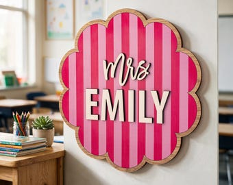 Personalized Teacher Name Door Sign, Teacher Appreciation Gifts, Classroom Door Hanger, Thank You Gift From Students, Back To School