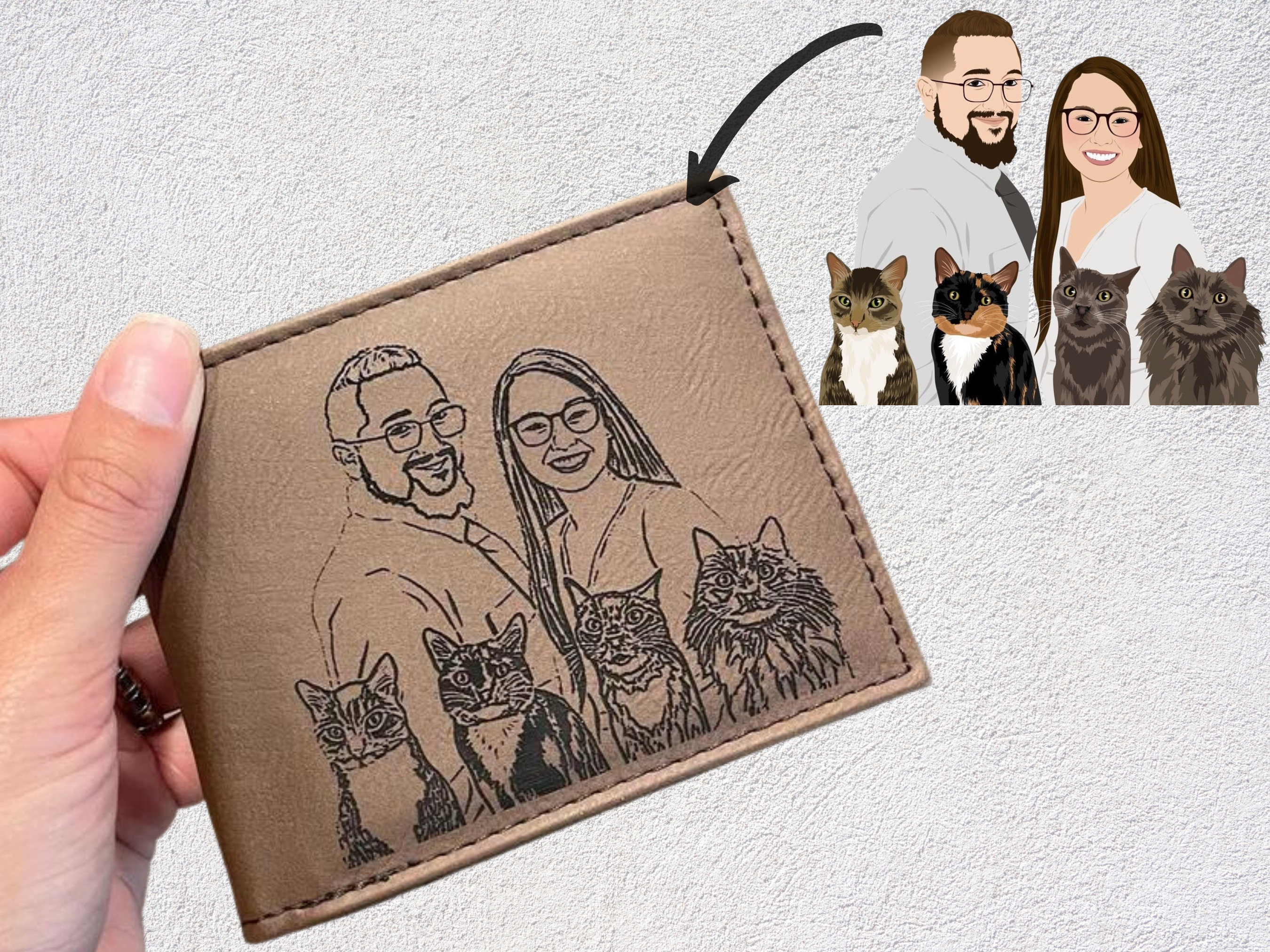 Personalized Gifts for Him, Fathers Day Gift, Engraved Leather Wallet for Men, Dad Gift, Photo Wallet Custom Wallet for Men Gifts for Men