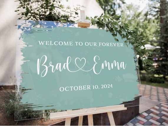 Acrylic Wedding Welcome Sign, Wedding Decor, Wedding Sign, Clear Acrylic Wedding Sign Wedding Entrance Sign Personalized Wedding Sign Couple