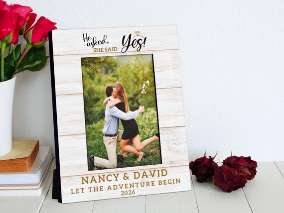 Engagement Gifts for Couple Picture Frame, Engagement Frame, She Said Yes, Personalized Photo Frame for Couple, Couples Gift, Gift for Her