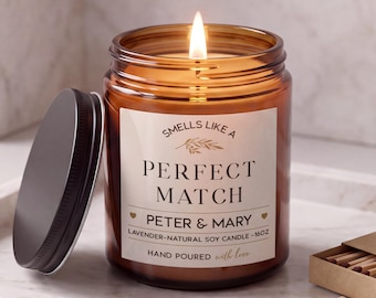 Personalized Perfect Match Candle Gift, Custom Couple Keepsake for Wedding Anniversary, Wedding Candle, Engagement Gift for Couple
