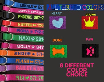 Embroidered Dog Collar, Personalized Dog Collar, Custom Dog Collar, Personalized Pet Collar, Dog Collar with Name, Embroidery Dog Collar