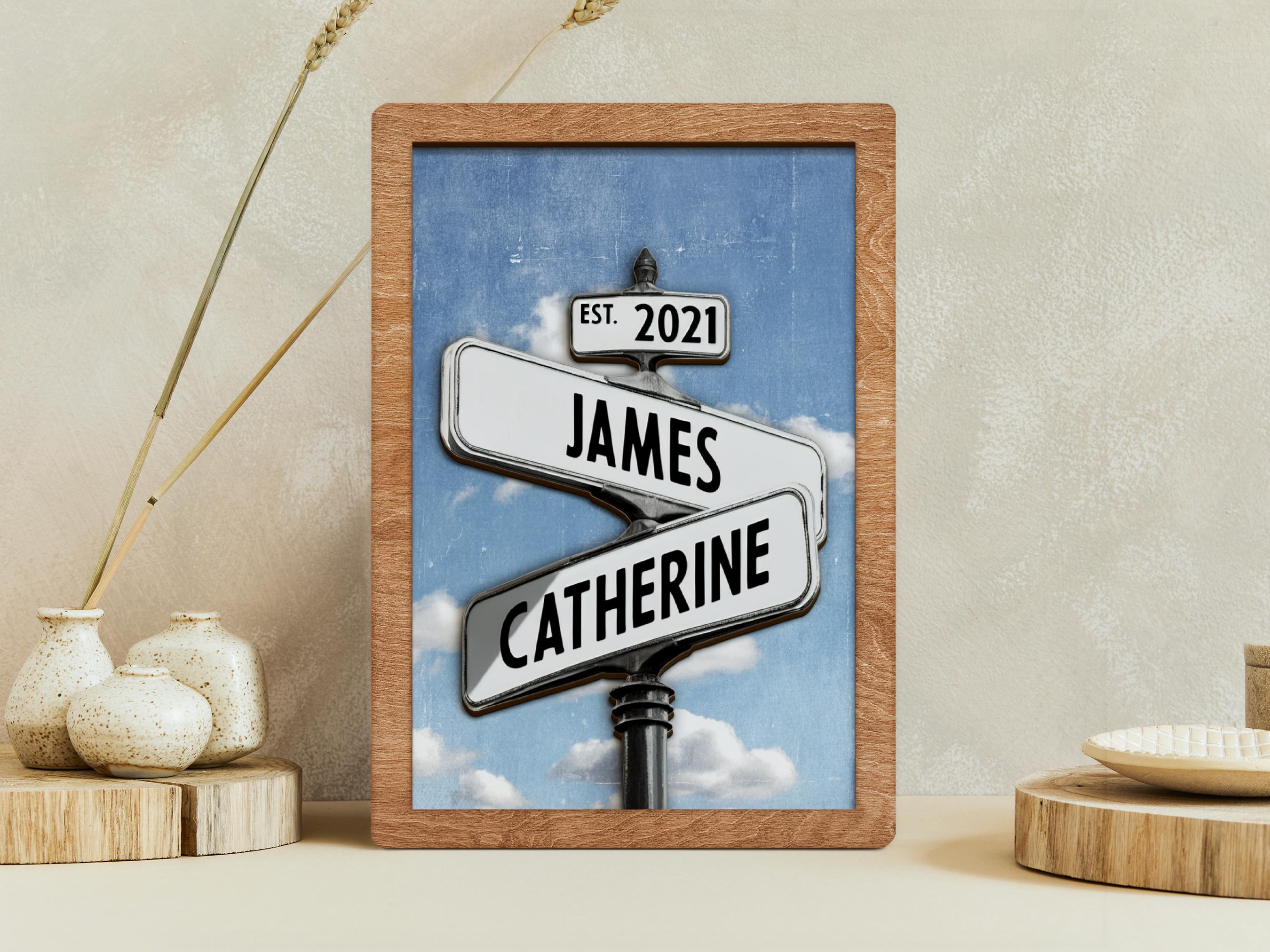 Strret Sign Photo Cards Personalized Vintage Street Sign, Gifts for Her, Custom Name and Date ...